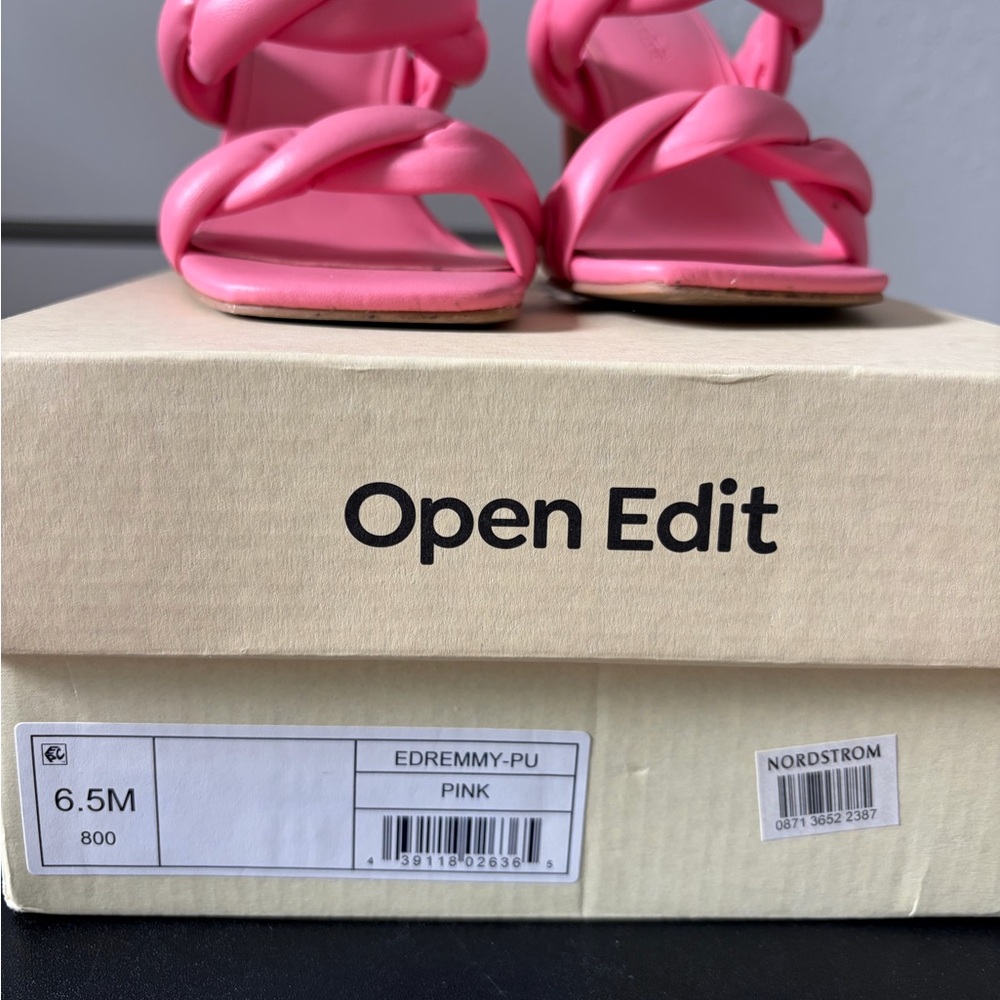 Open Edit Pink Braided Strap Heeled Sandals size 6.5 Women's